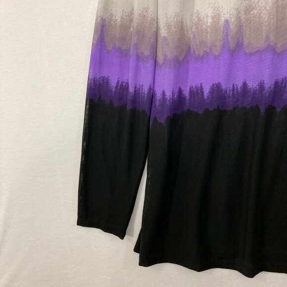 LOGO Lori Goldstein size XL Multi Color-Block Mesh V Neck Stretch Tunic Top - Picture 4 of 11